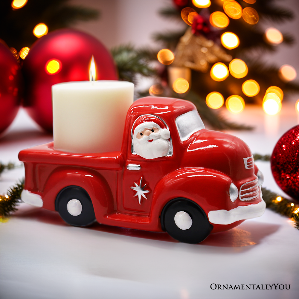 OrnamentallyYou - Vente Bougies originales - Camion rouge avec bougie du Père Noël, céramique et parfum 2