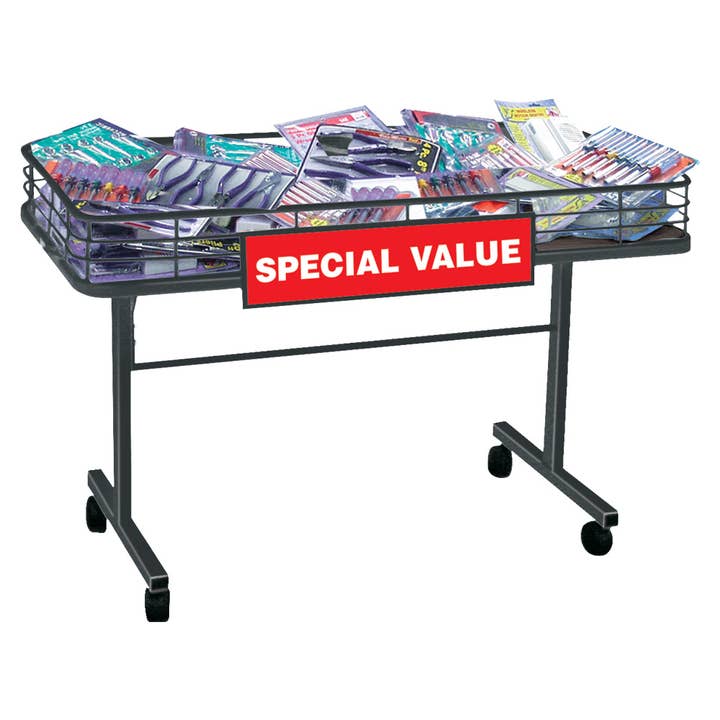 Specialty Store Services - Wholesale Retailer Display - Kids & Baby - 4 ft. Black Mobile Retail Display Dump Table With Casters