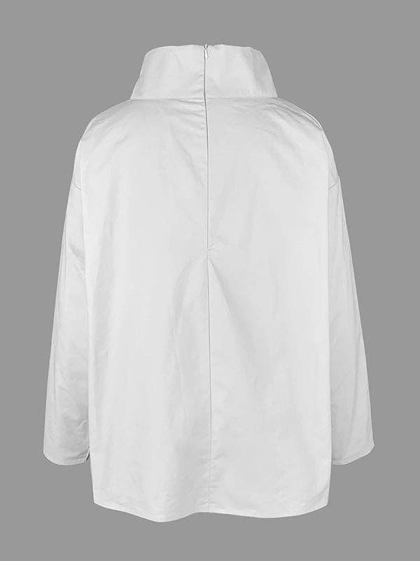 Plush Looks - Wholesale Tunic - Women's - Long Sleeves Loose Solid Color High Neck T-Shirts Tops4