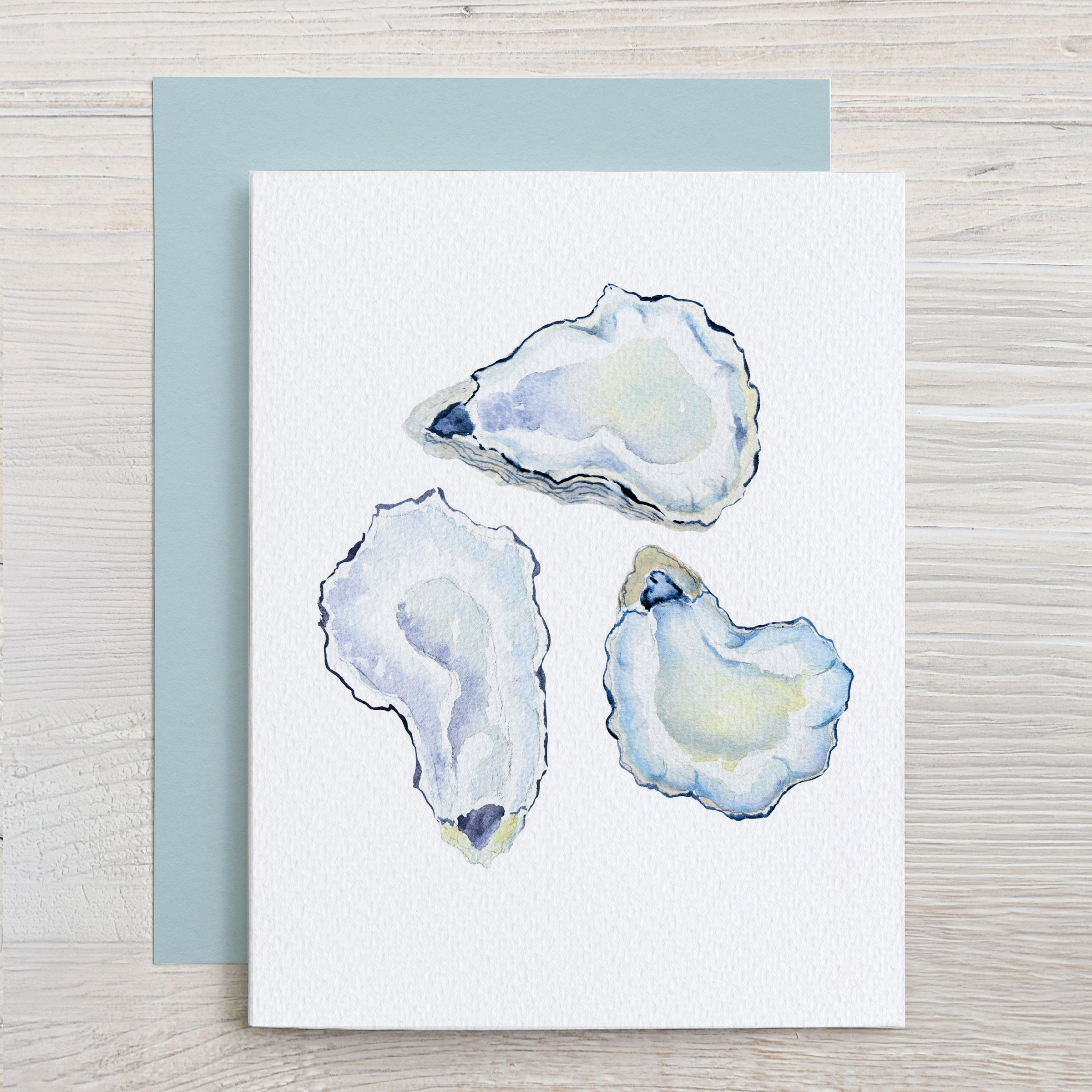 Waterline Studio - Wholesale Stationery/Notecard Set - Blue Shells Watercolor Note Card Set (Mussels, Oysters, Clams)1