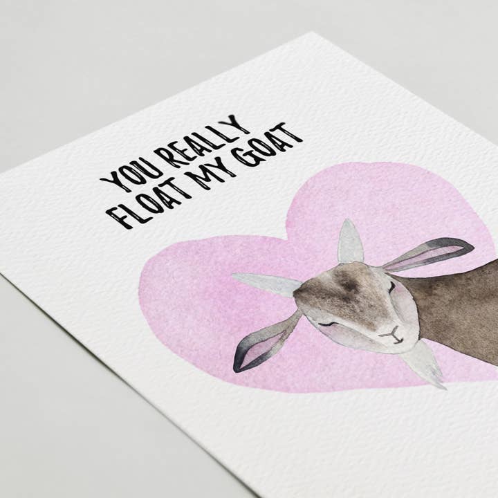Blue Thistle - Wholesale Valentine's Day Card - Funny Valentine's Day Card, Animal Valentine, Float my Goat1