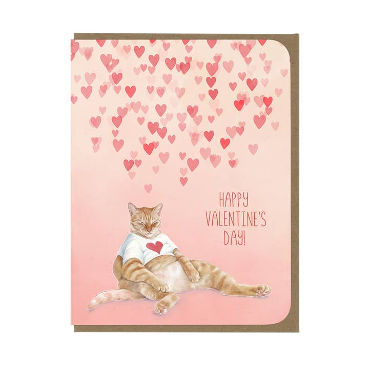 Valentine's Day - Orange Tabby Love - Greeting Card for wholesale by Amy Rose Moore Illustration