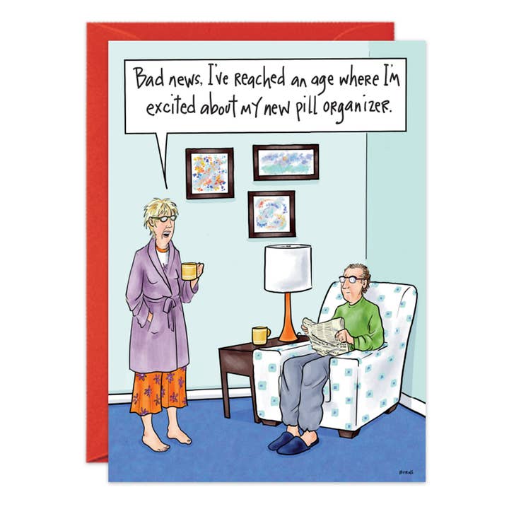 Pill Organizer Birthday Card - 9252 for wholesale by Oatmeal Studios