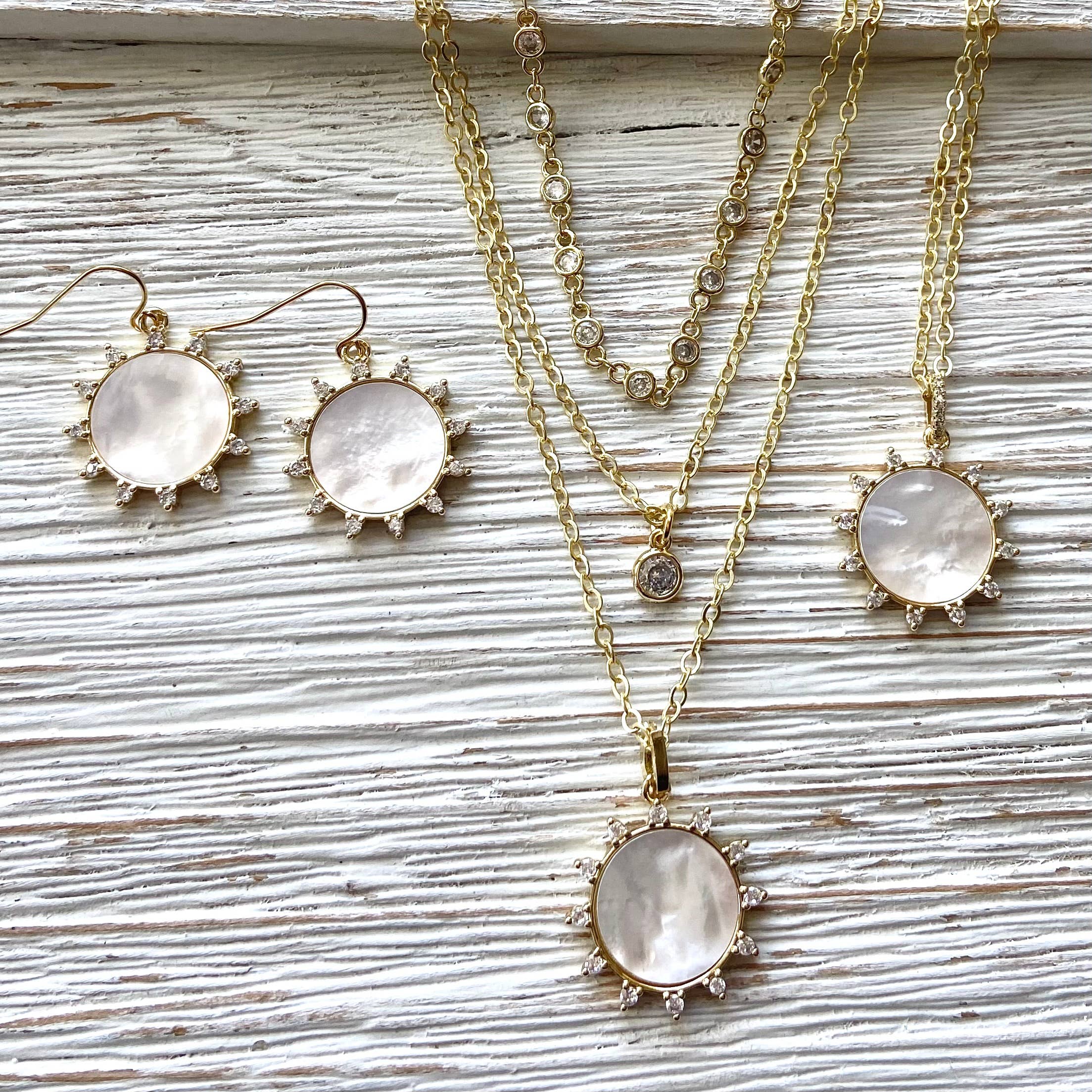 VB&CO Designs Handmade Jewelry - Wholesale Pendant/Charm Necklace - Sun sunburst pearl crystal necklace boutique salon 5