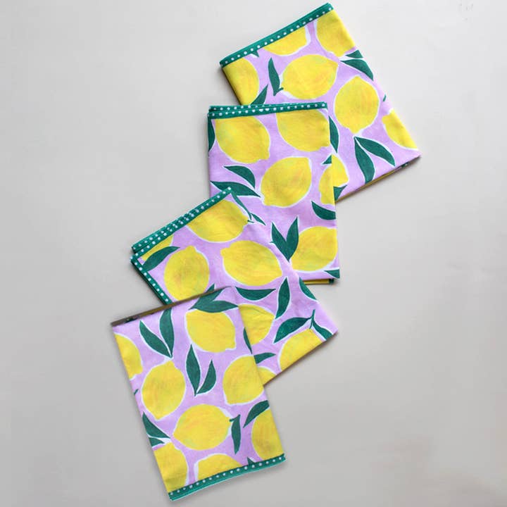 Lemon Print Organic Napkins, 4 Pack for wholesale by Supra Endura