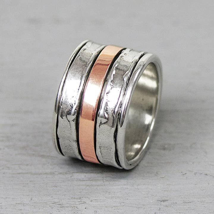 Ring zilver oxy + 9 karaat roséband voor wholesale door Jéh Jewels
