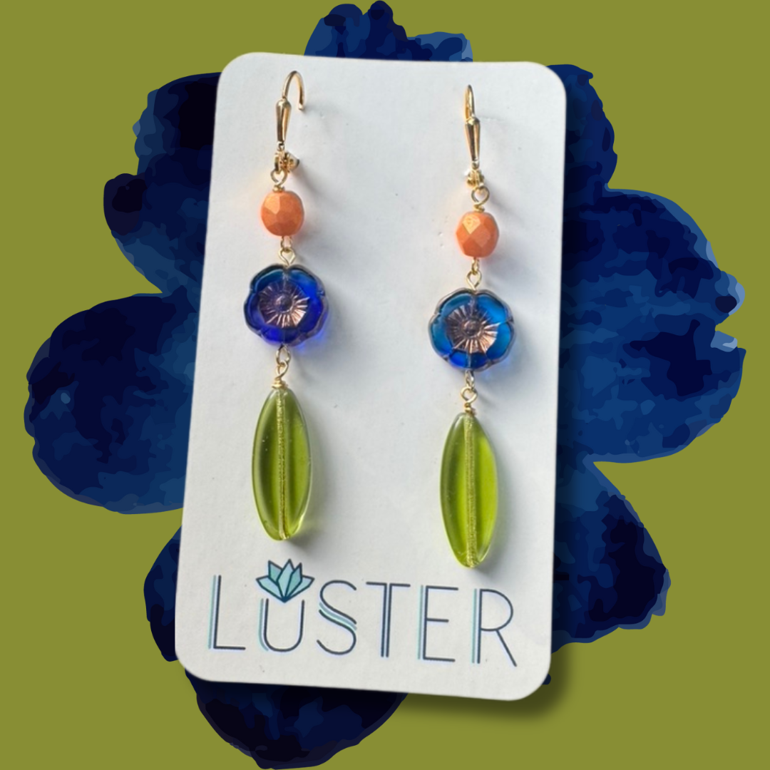 LUSTER - Vente Boucles d'oreilles pendantes - Boucles d'oreilles légères uniques en verre tchèque en forme de fleur0