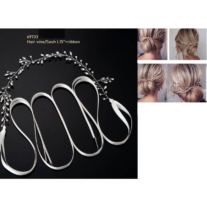 Cool Crystals - Wholesale Hair Clip - Women's - (69733-200) Gold Crystal Hair Vine Bridal Hair 15