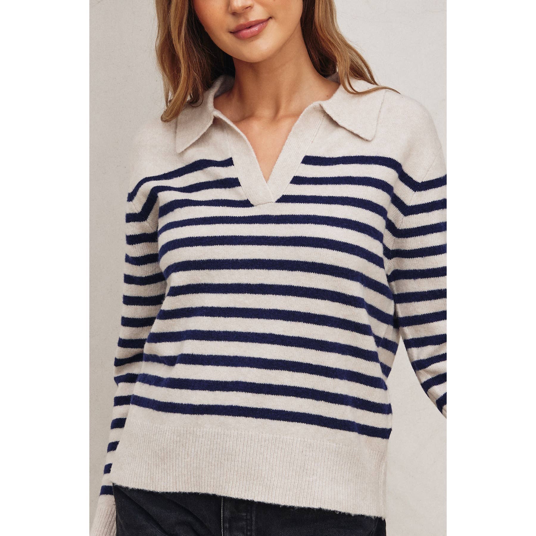 Dress Forum – Pulôver - Mulher por atacado – Camisola Polo Listrada Macia e Fuzzy4