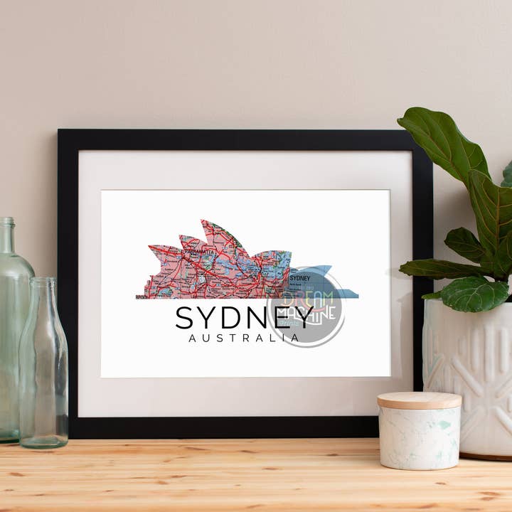 Impression de Sydney, Skyline de Sydney, art de Sydney, affiche de Sydney, aquarelle de Sydney, impression d'art de Sydney, carte de Sydney, carte d'art d'Australie symbol90 pour la vente par DreamMachine Prints
