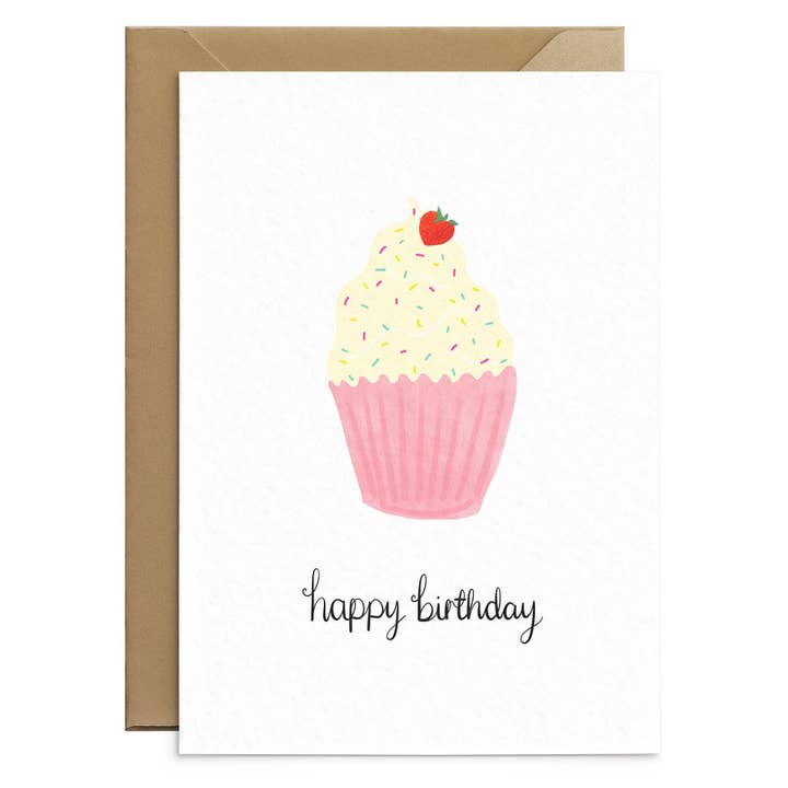 Strawberry Cupcake Birthday Card for wholesale by Poppins & Co.