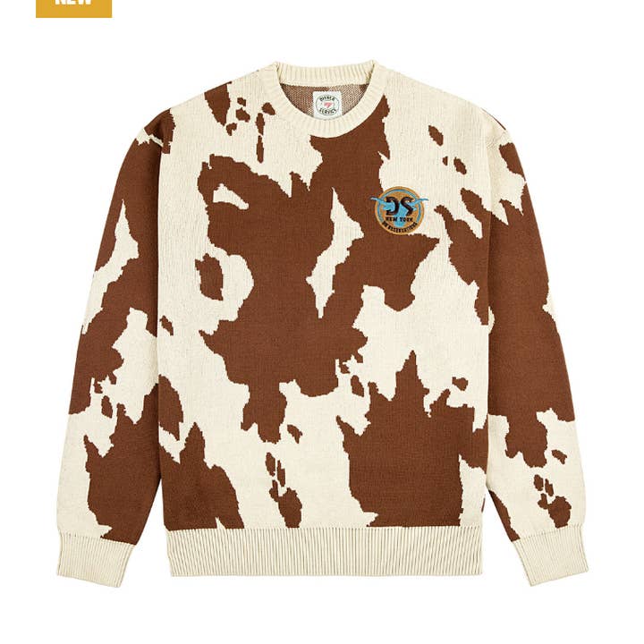 DSNY Cow Print Sweater for wholesale by Dinner Service NY