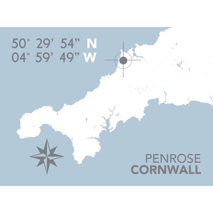 Stampa della mappa costiera di Penrose per la vendita all'ingrosso da parte di SeaKisses