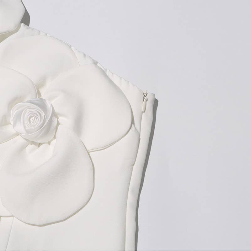 Productseeker - Wholesale Dress - Women's - DR575Y Elegant 3D Floral Tube Top Short Summer Dress7