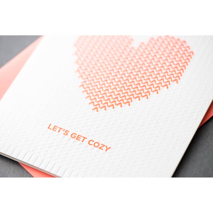 Porchlight Press Letterpress - Wholesale Love Card - Knit Heart Cozy Card