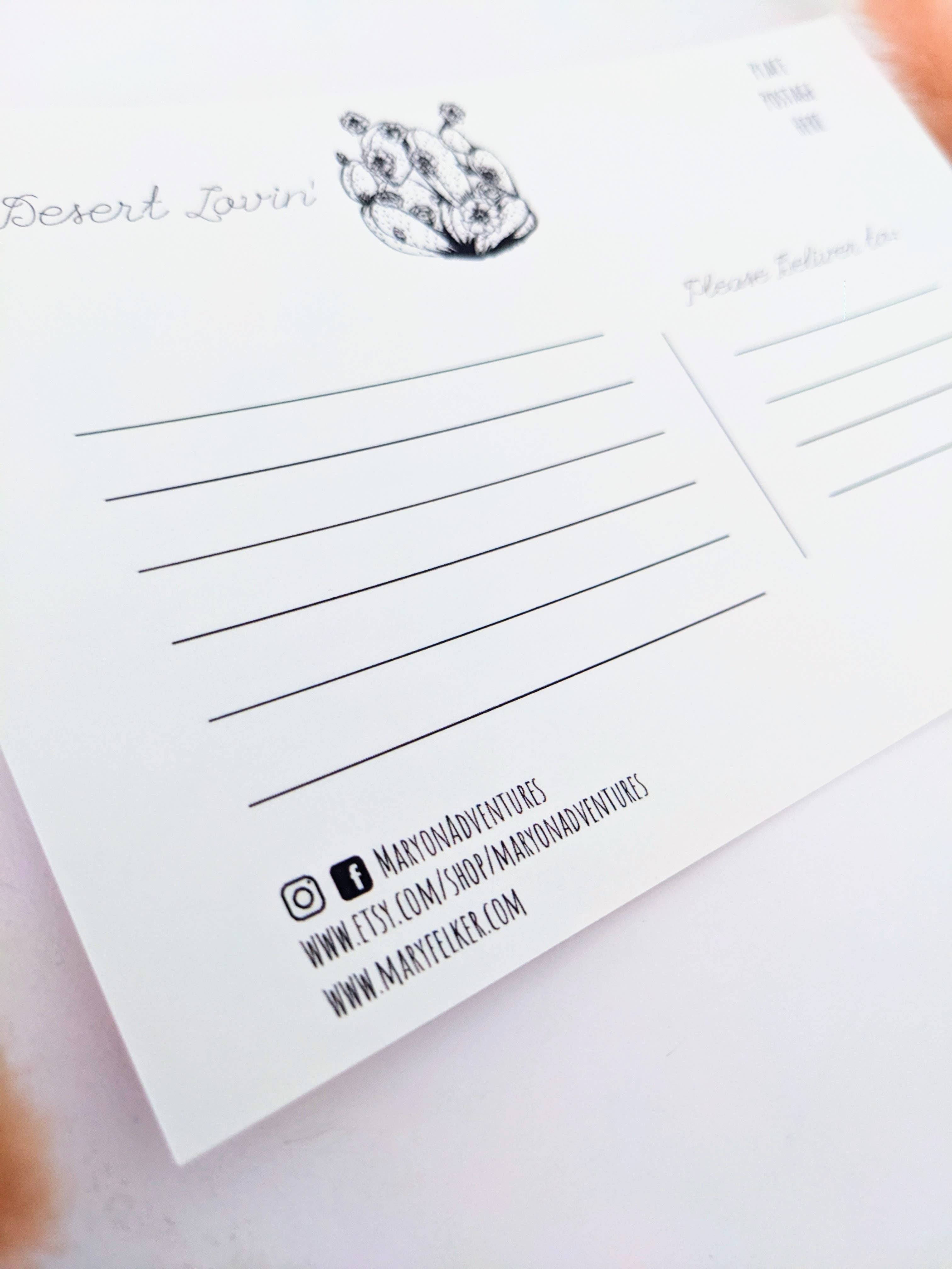 Mary Felker Art and Design - Wholesale Postcard - Desert Love Cactus Postcard, Cactus Card, Cactus Stationary7