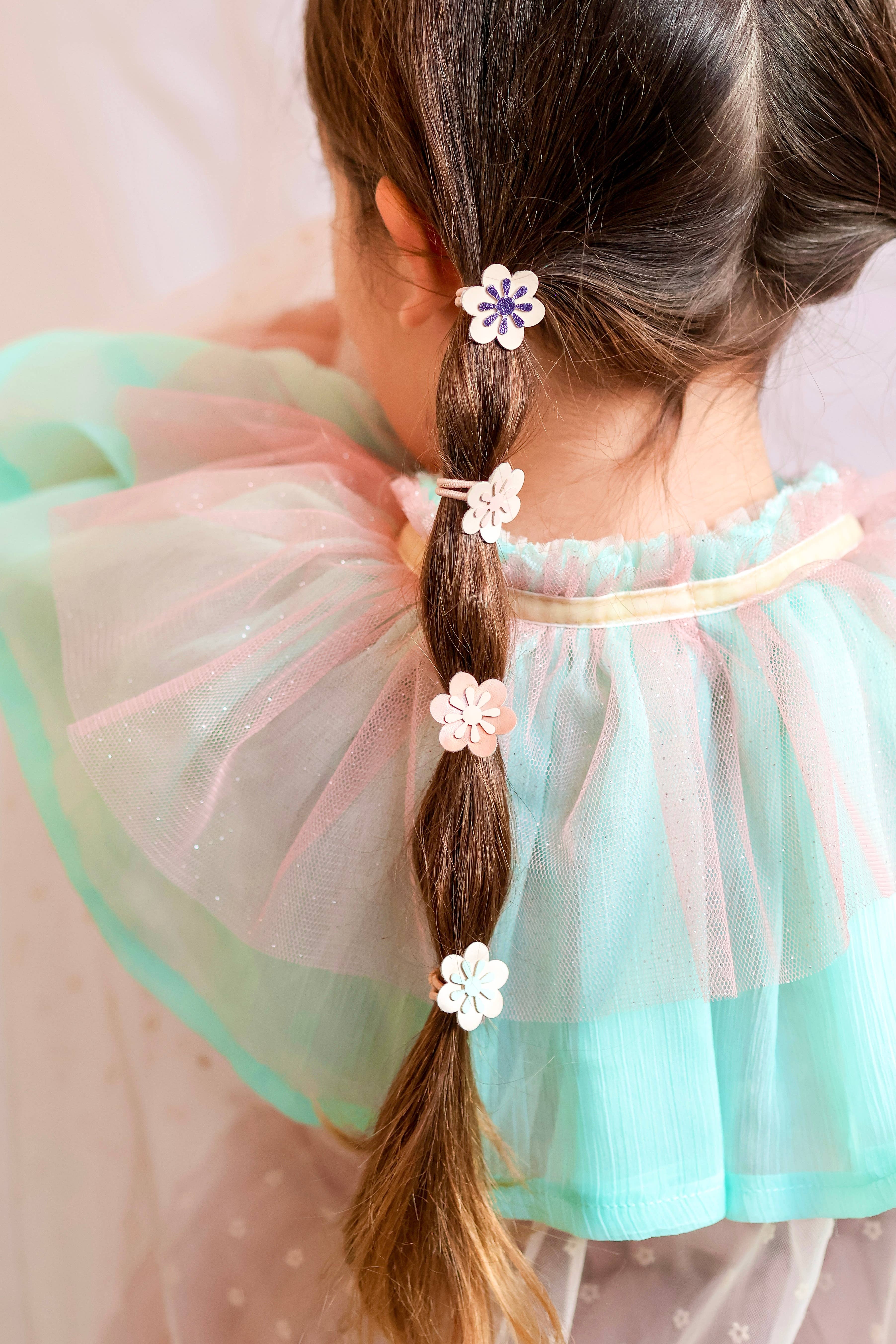 Bluebell Petite - Wholesale Hair Tie - Kids - Flower Hair Ties Lilac Metallic 4