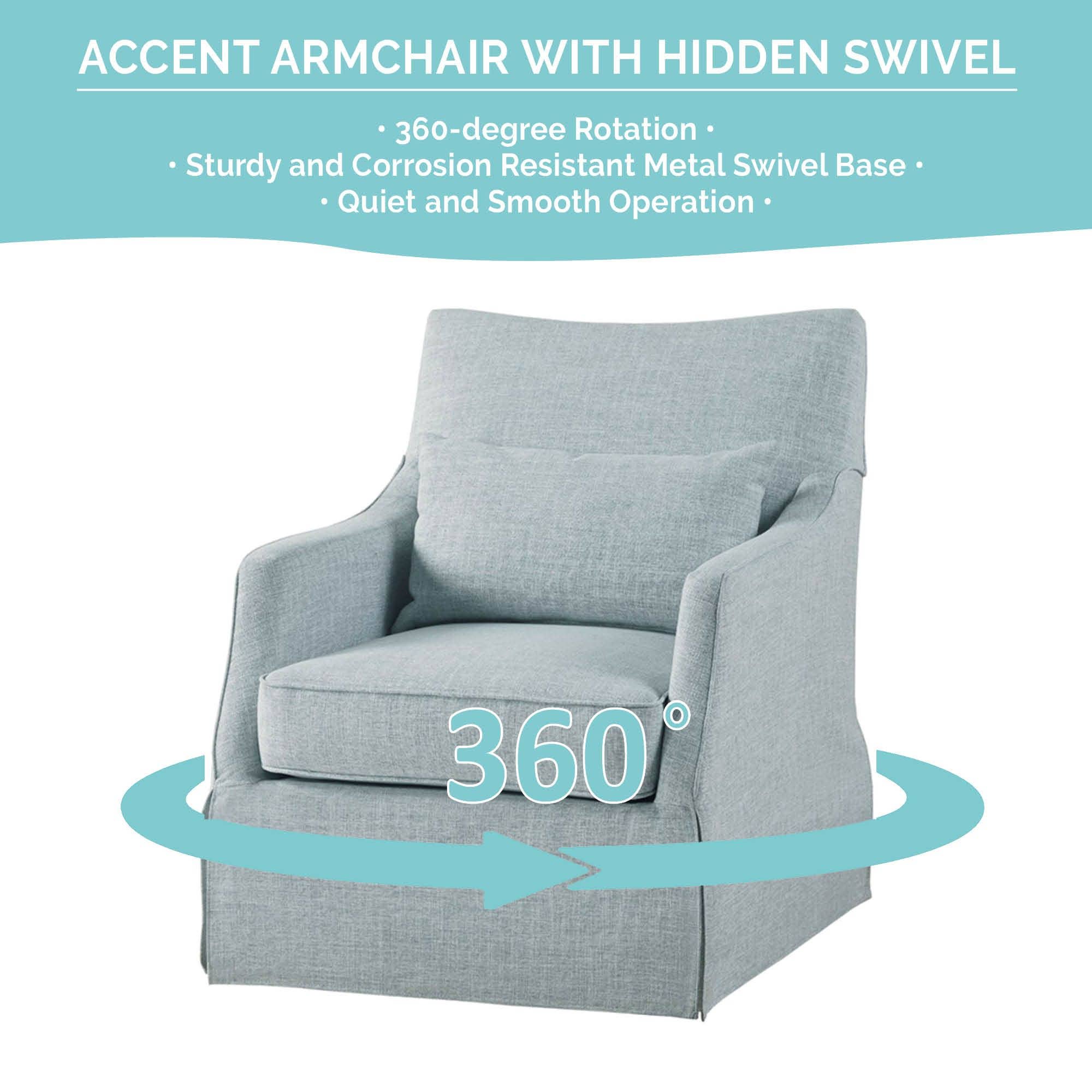 Olliix - Wholesale Chair - Traditional Skirted Swivel Accent Chair, Light Blue *10