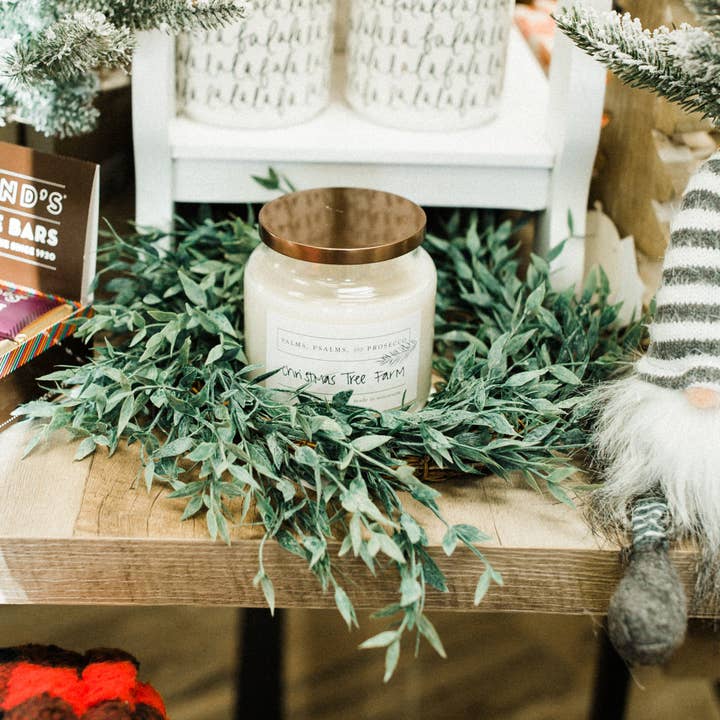 Christmas Tree Farm Soy Candle for wholesale by Palms, Psalms, & Prosecco