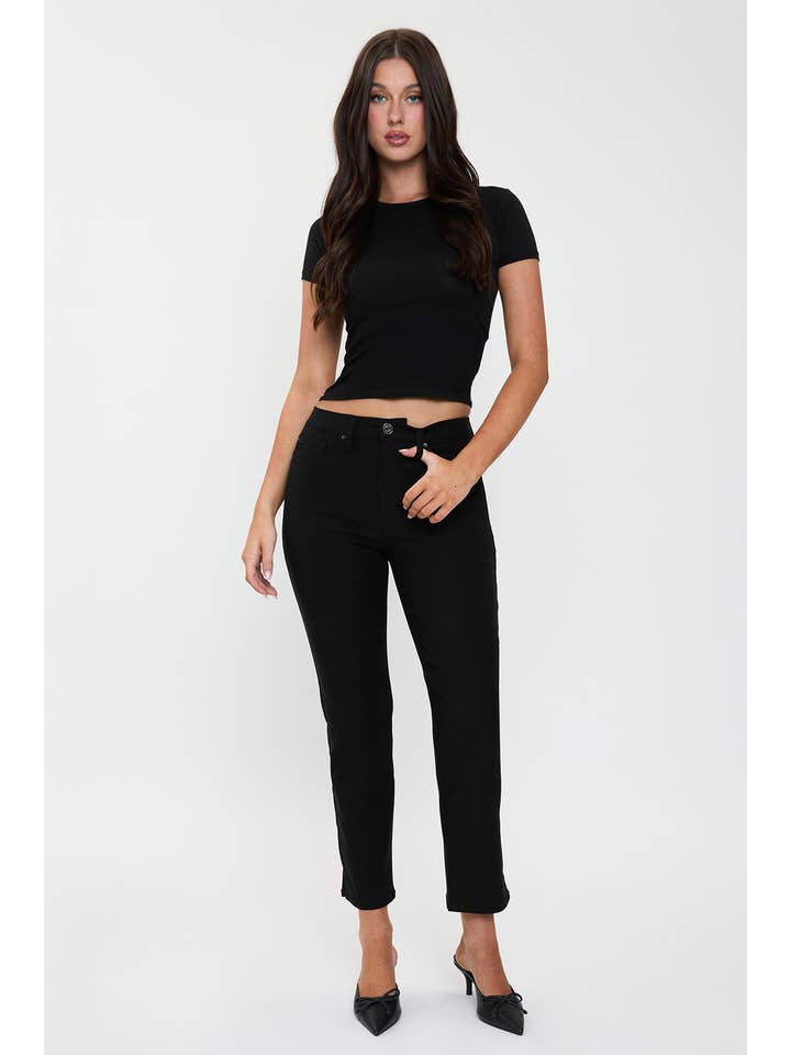 YMI – wholesale Byxor - Dam – Högmidjade Hyperstretch Beskurna Raka Byxor-P04123120