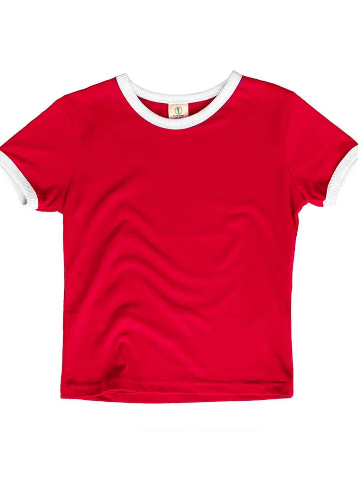Ringer T-shirt Leeg Rood Wit Tienermeisjes Aansluitend Topje voor wholesale door Artree