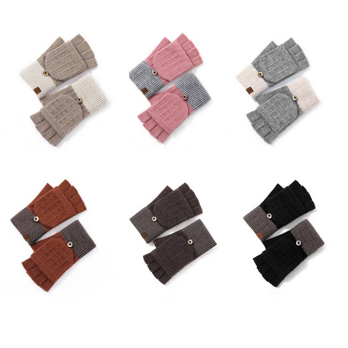 ACCITY - Wholesale Gloves - Women's - WINTER WOMEN'S HALF FINGER FLAP KNIT GLOVES_CWAG038410