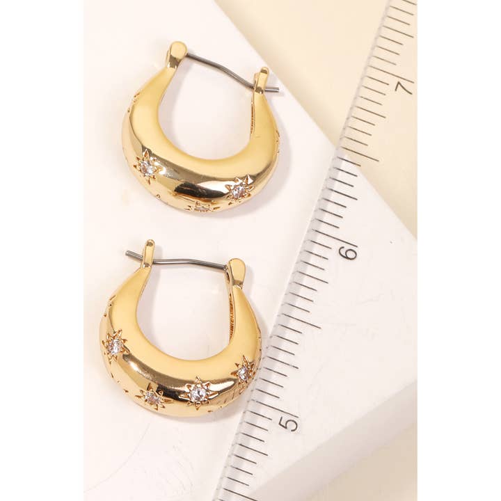Anarchy Street - Wholesale Hoop Earrings - Star Engraved Graduated Hoop Earrings