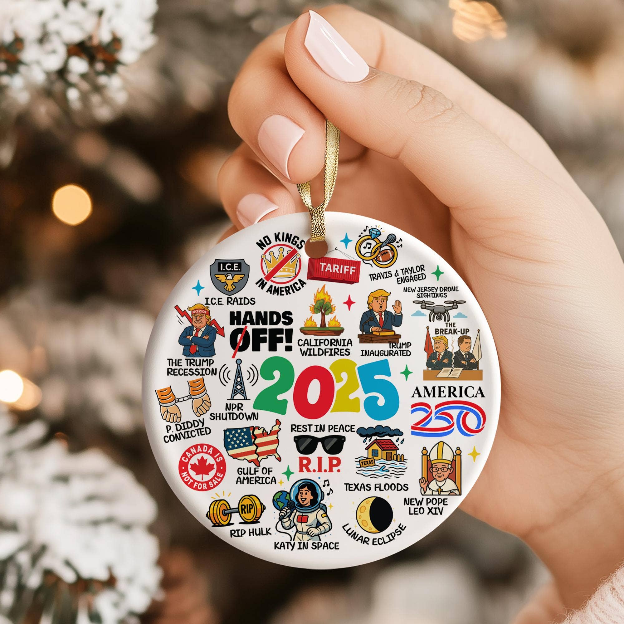 TMLECOM LTD – wholesale Ornament – Year in Review Ornament Funny Political Christmas Tree Decor1