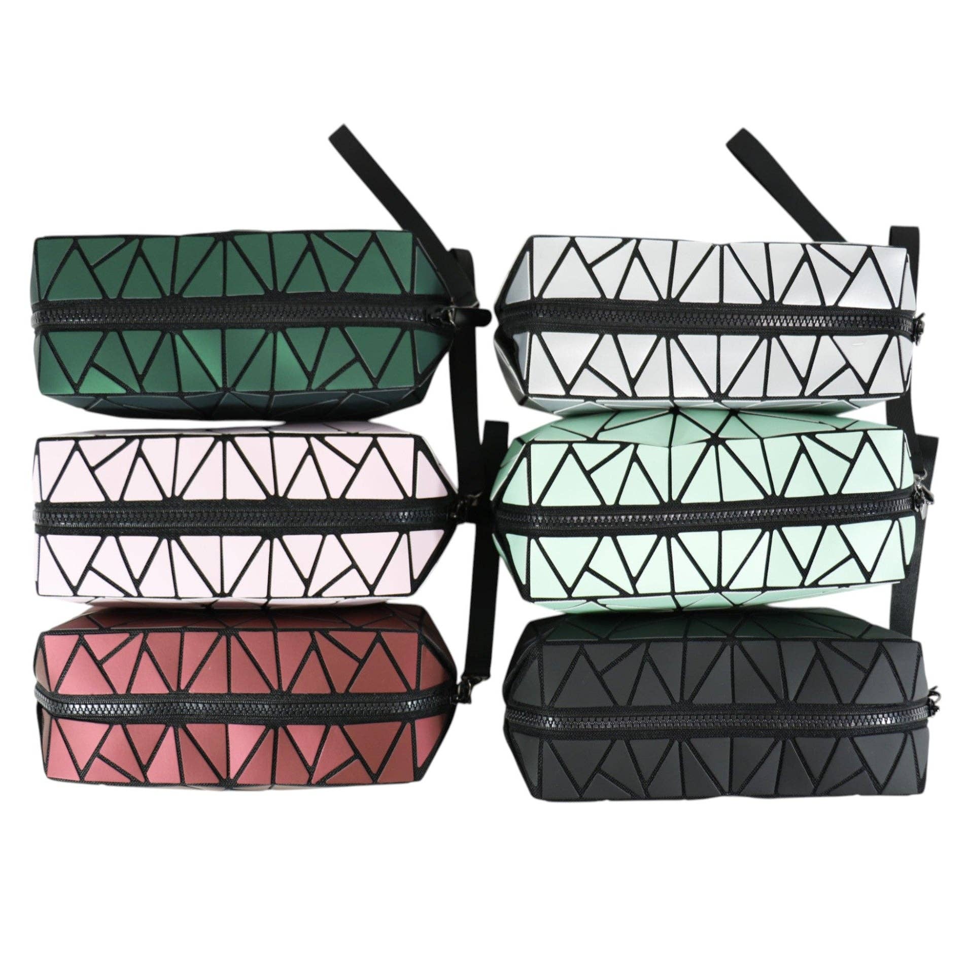 ASSORTED Geometric Triangle Pattern Makeup Pouch JB5526-14. (12PC) for wholesale on Faire12