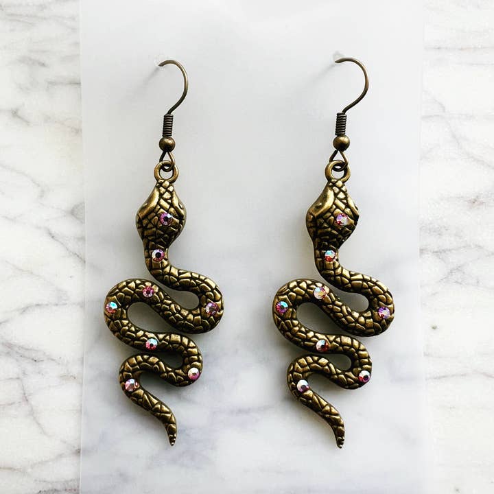 Antique Bronze Snake Earrings and other Purchase Wholesale snake food. Free Returns & Net 60 Terms on Faire trending on Faire.