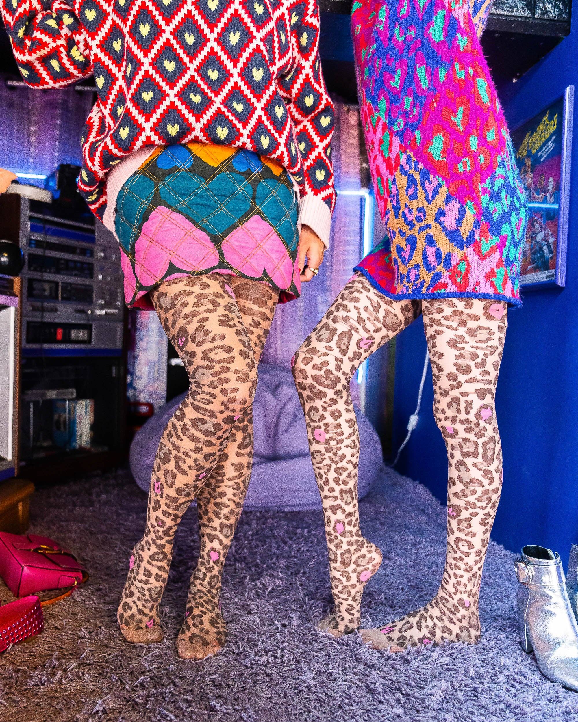 Sock Candy – Collants - Mulher por atacado – Collants Transparentes com Estampa de Leopardo Rosa Pop2