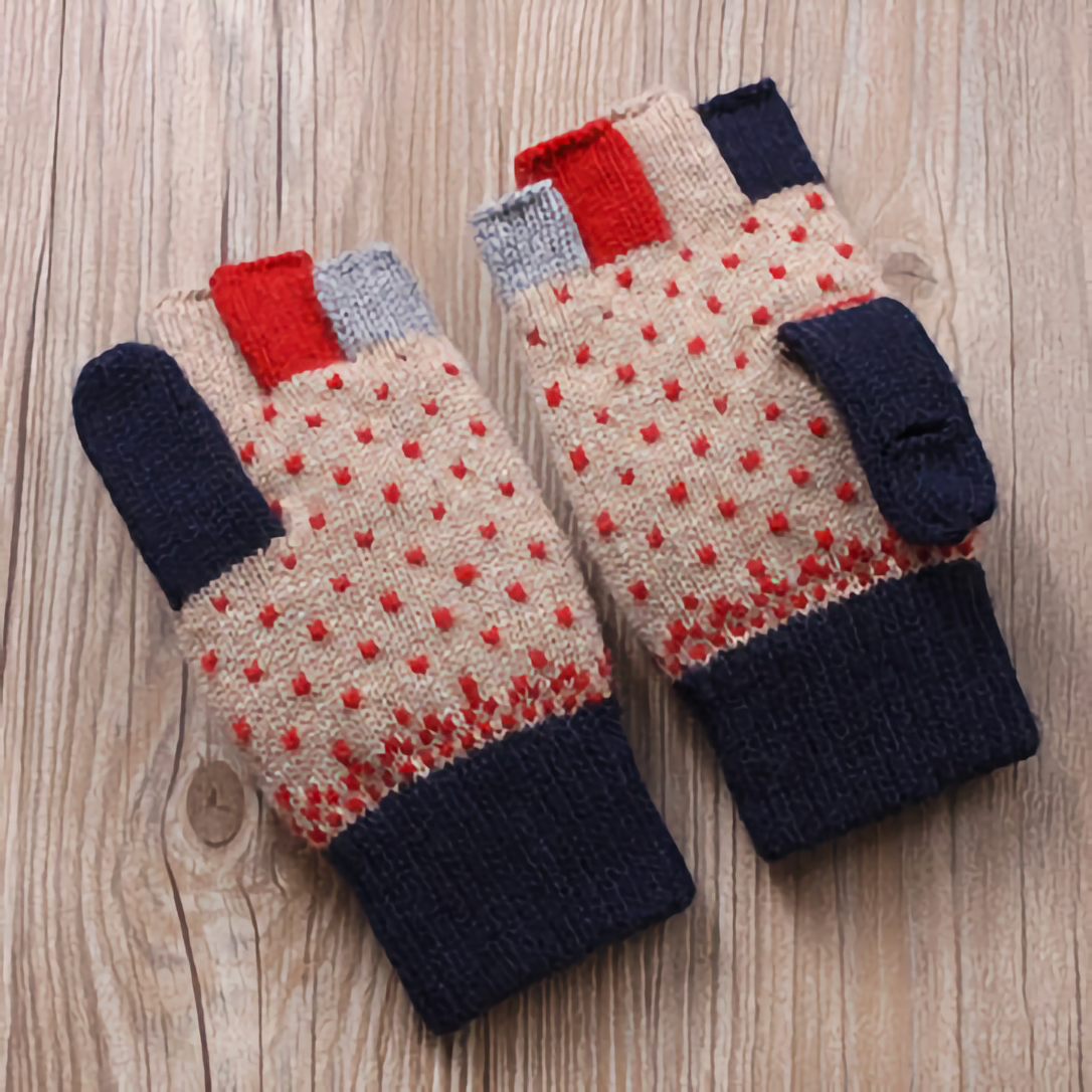 Happy Knits - Vente Gants – femme - Gants en laine pour femmes - Gants d'hiver sans doigts avec rabat14
