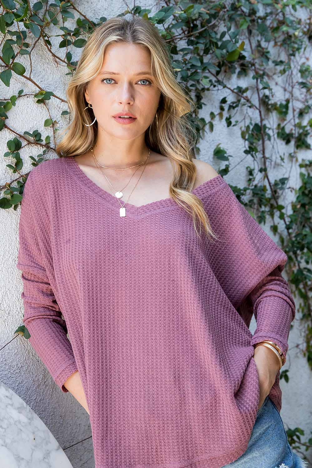 Sweet Lovely by Jen - Vente Haut en maille – femme - SW277 COL V MANCHES LONGUES DOLMAN8