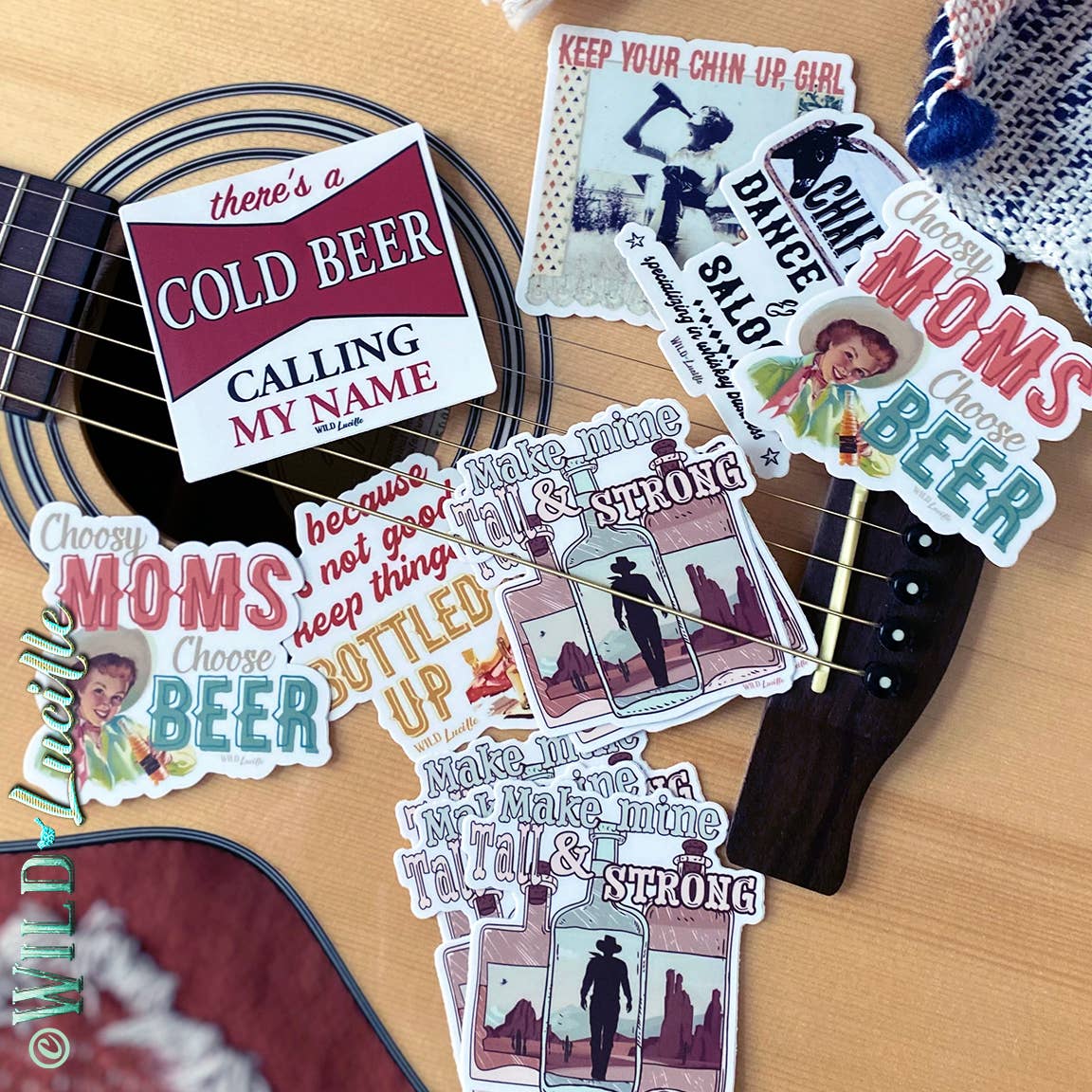 Wild Lucille x Decal Barn – wholesale Sticker – Beer / Western Drinkin' Sticker Decal Bundle (50 Assorted)1