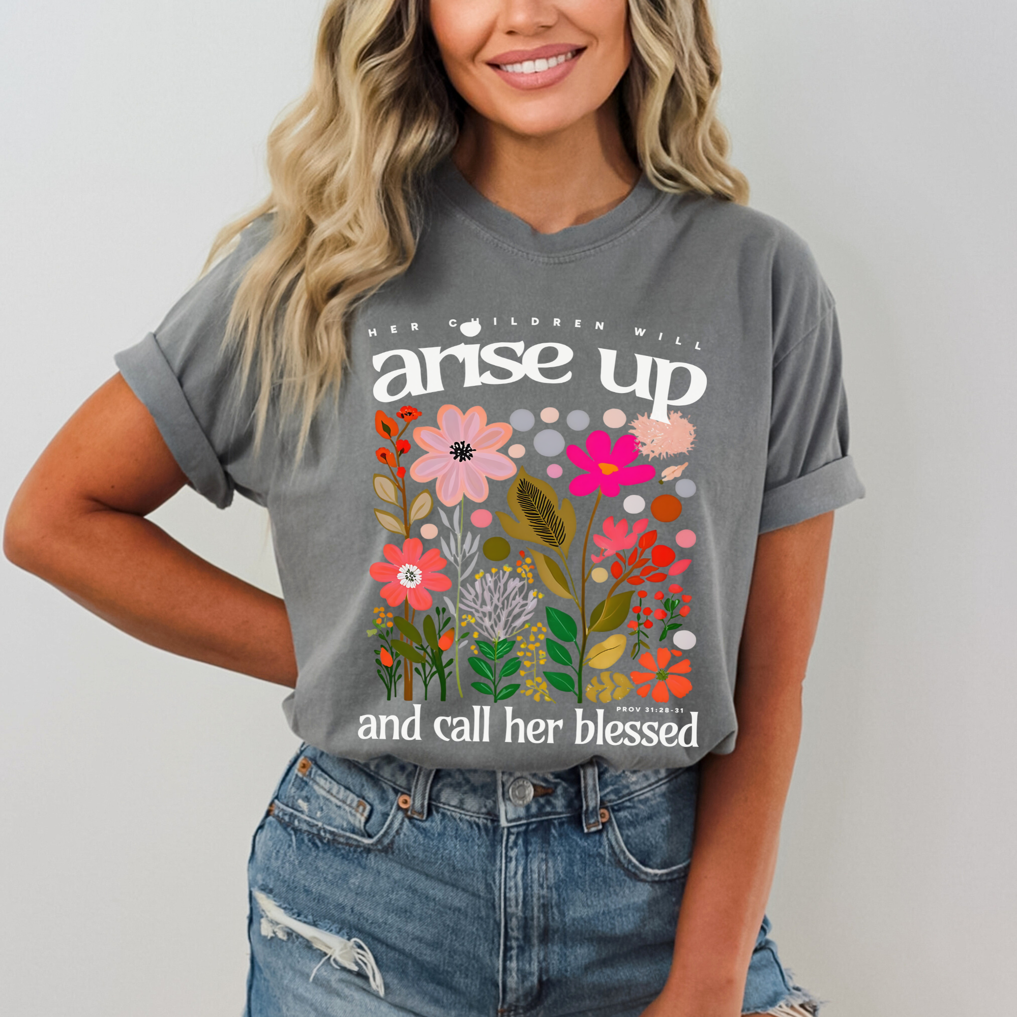 Scripted Pearl - Wholesale Screen Printed T-Shirt - Women's - Mom Bible Verse Comfort Colors Christian Mother's Day Tshirt16