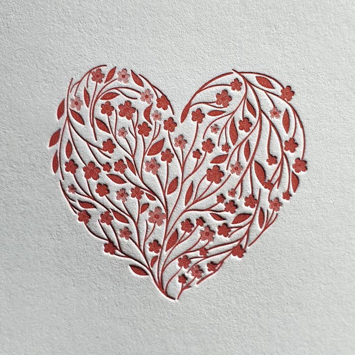 Floral Heart Letterpress Printed Folded Card (Singles) for wholesale by THE 961 COLLECTIVE