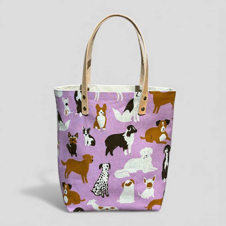 Purple Puppies Dog Bucket Tote Bag for wholesale by Rex & Bandon
