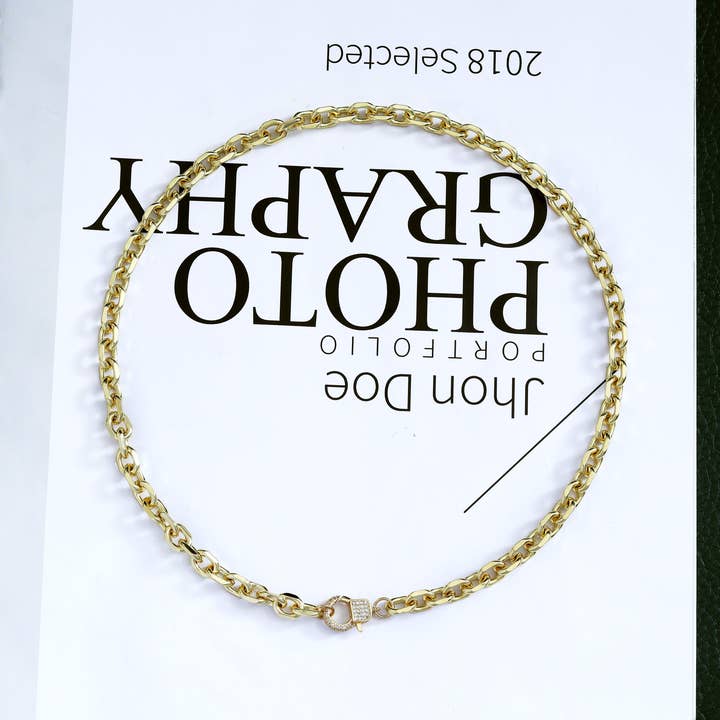 BestBeads&Beyond - Vente Collier maille et chaîne - Collier Chunky Square Rolo, sku #CL111