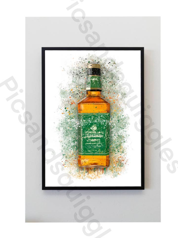 Jack Daniels Style Cinnamon Apple Whiskey Bottle Print for wholesale by Pics and Squiggles