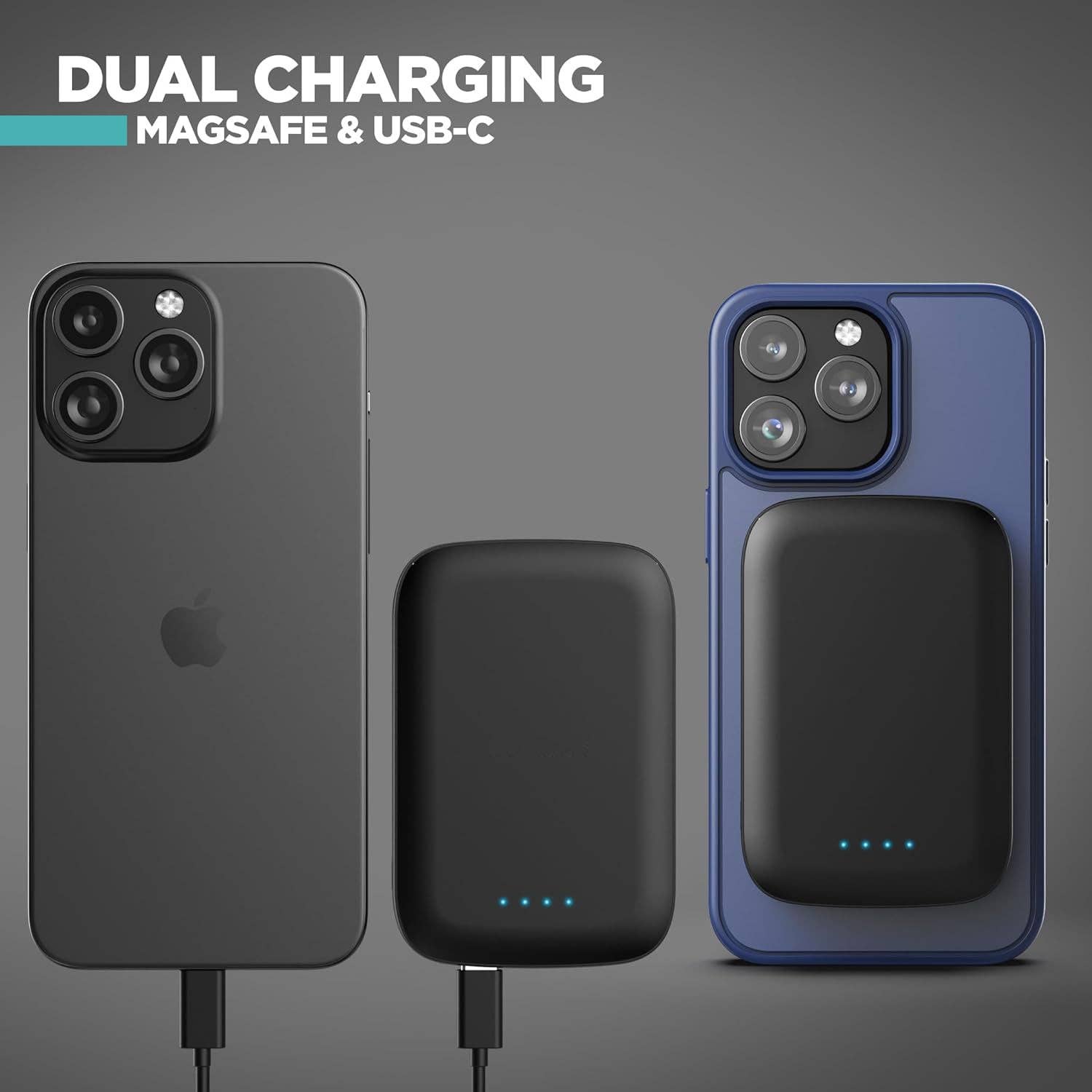 Infinite Basics - Wholesale Portable Charger - 5000mAh Ultra-Slim Magnetic Power Bank for iPhone, Compatible with MagSafe - Fast Charging Wireless Portable Charger, USB C Input Battery Pack (for iPhone 13, 14, 15 Pro Max) Black7