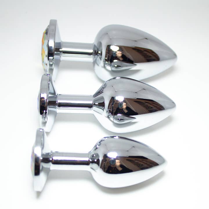 Silver Rainbow Crystal Rhinestone Butt Plug for wholesale by Restrained Grace