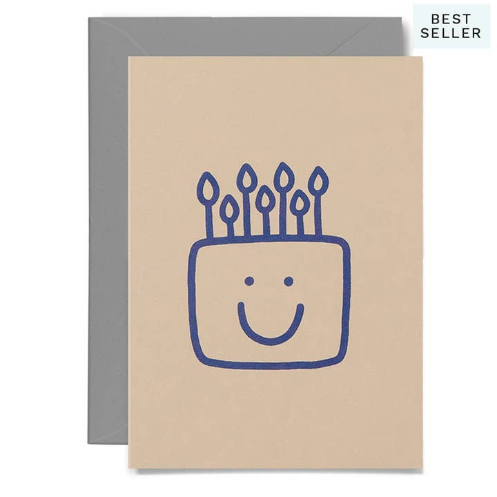 Me & Amber - Wholesale Birthday card - SMILEY CAKE - various colours1