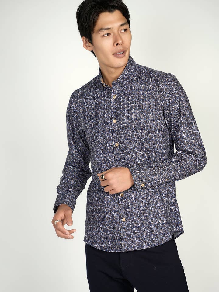 LEO Multi Lines King Cotton Skjorte for engroshandel hos Luchiano Visconti