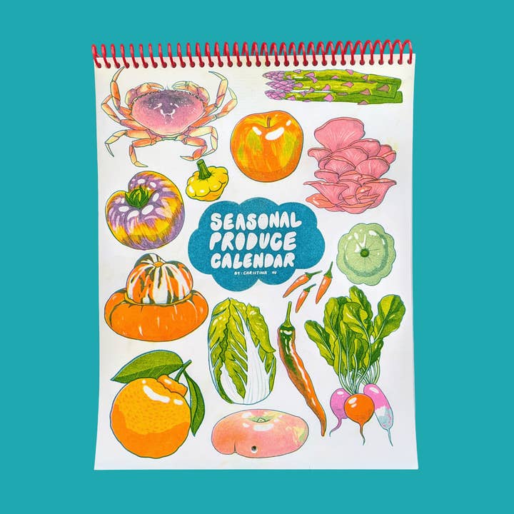 2026 Seasonal Produce Risograph Calendar | 8.5"x11" and other Purchase Wholesale calendarios personalizados. Free Returns & Net 60 Terms on Faire trending on Faire.