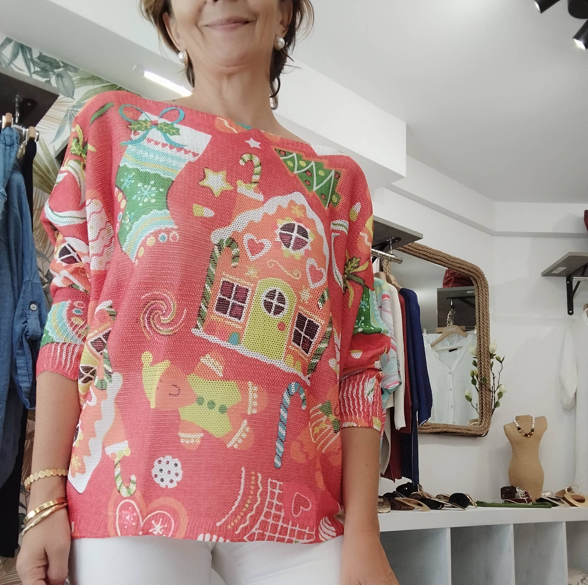 CENTO UNO ITALY - Wholesale Blouse - Women's - Woman's Christmas top MF-21