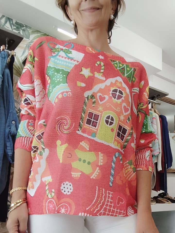 Woman's Christmas top MF-21 for wholesale by CENTO UNO ITALY