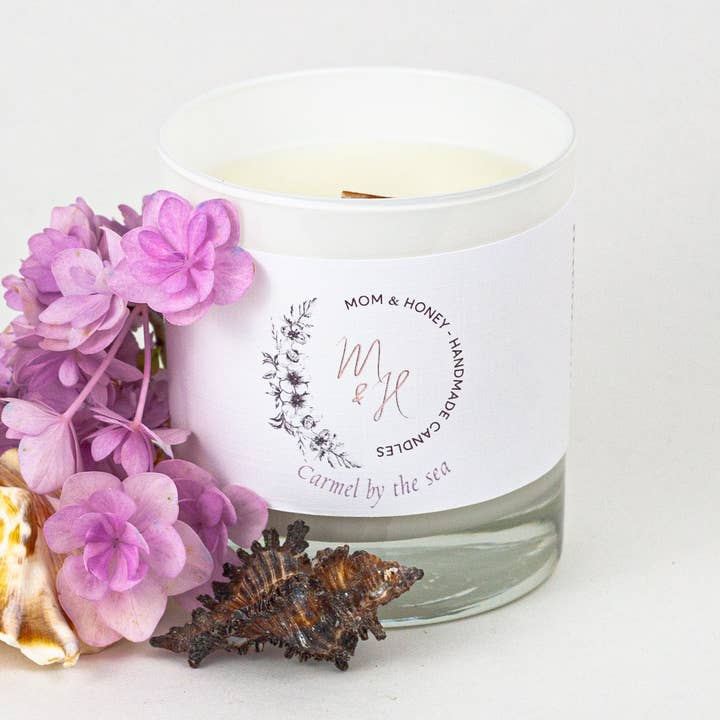 Carmel-by-the-Sea, cire de noix de coco vierge, faite à la main, parfum de coton d'ozone prune et de musc léger, huile essentielle et parfumée, 10 oz. pour la vente par Mom and Honey Handmade Co