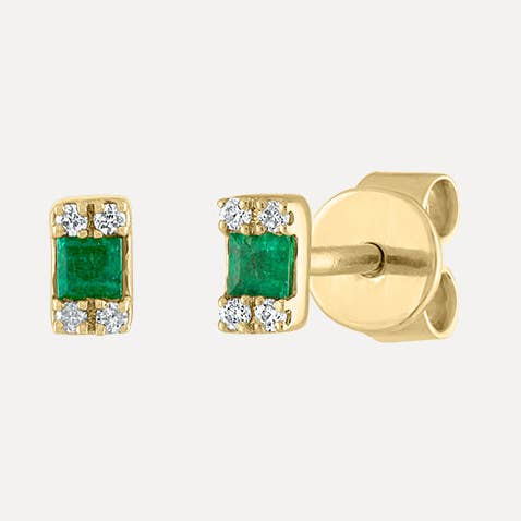 Emerald + Diamond Cluster Studs for wholesale by Kelly Bello Design
