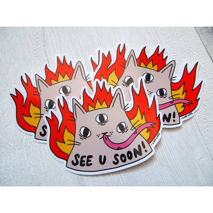 Hell Cat Spooky Halloween Vinyl Stickers for wholesale by I LIKE CATS