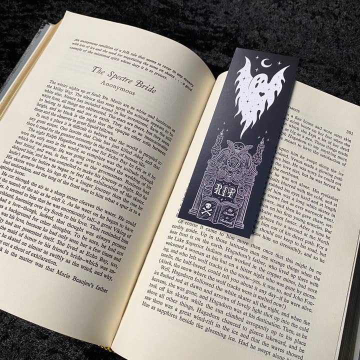 Soni Graves - Wholesale Bookmark - Gravestone Ghost Bookmark: Double Sided, Spooky Whimsical1